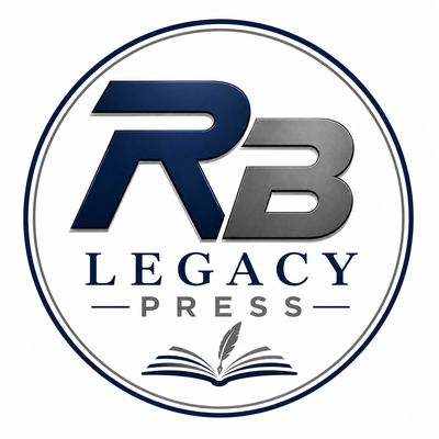 Logo of RB Legacy Press with book and feather design.