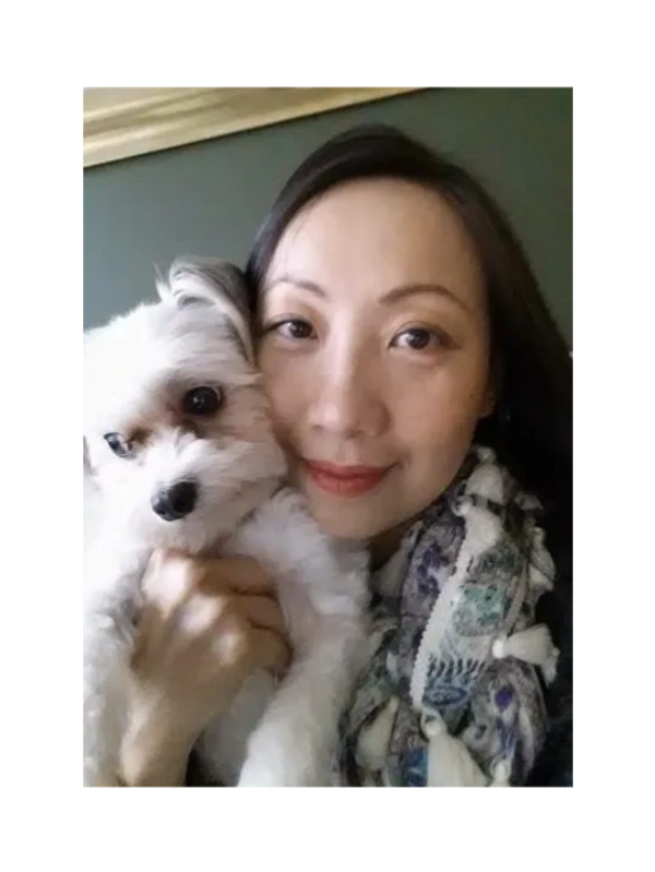 A woman and her dog.