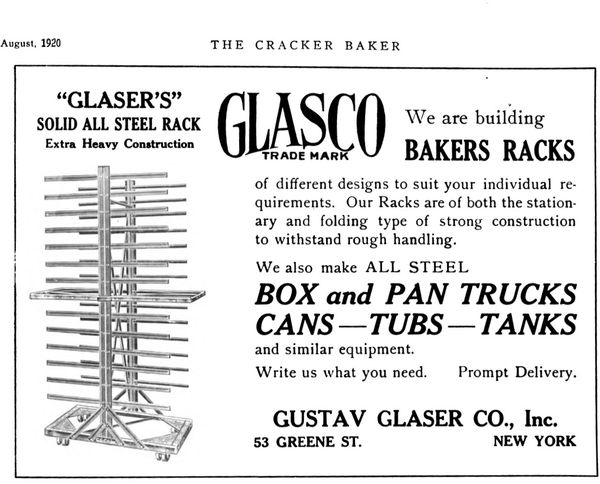 GLASCO Products 1920 building Bakers Racks.