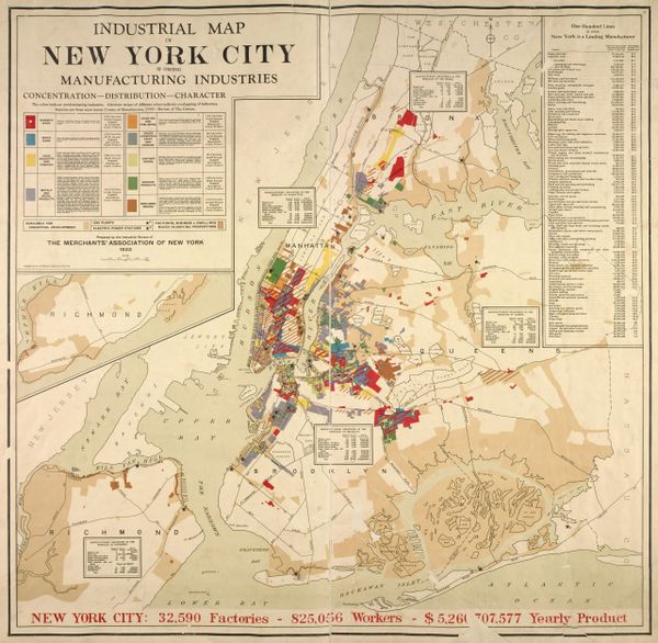 New York City Industrial Map 1922.  Factories.