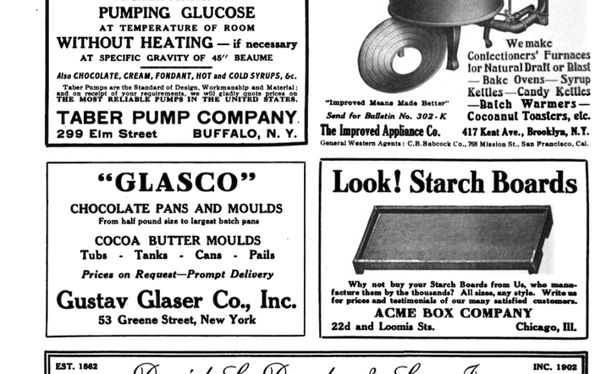 Glasco Products Chocolate Pans, Tubs, Tanks, Cans and Pails.... Gustav Glaser Greene Street NY 1920