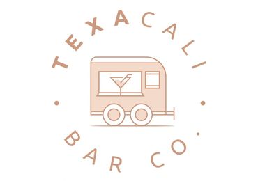 Logo of a mobile bar trailer with a cocktail glass, labeled 'Texacali Bar Co'.