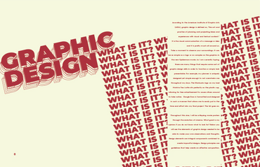 Bold graphic design text with repeated 'What is it?' and detailed explanation on design principles.