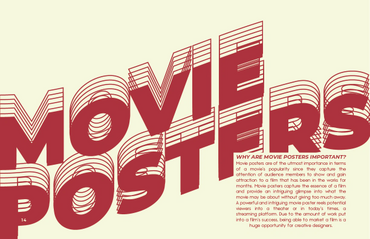 Bold 3D text of 'MOVIE POSTERS' with an explanation of their importance.