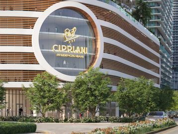 Front view of Cipriani Residences Miami building.