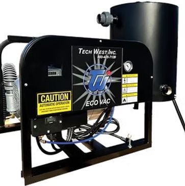 Industrial vacuum system labeled Tech West Inc Eco Vac.