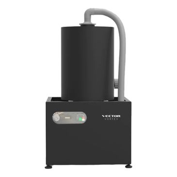 Black Vector Vortex machine with cylindrical upper part and control panel.