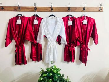 Bridal cabin has plenty of hangars for bridesmaids' dresses.