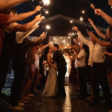 A sparkler exit shot. Ultra-romantic.