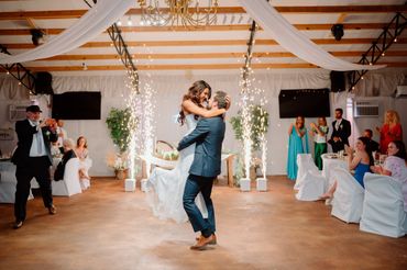A magical First Dance moment, complete with sparkler fountains.