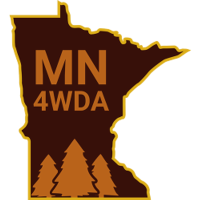 Outline of Minnesota with trees and text MN 4WDA.