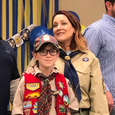Jennifer Craig-Ford volunteering as Den Leader and her son at cub scouts