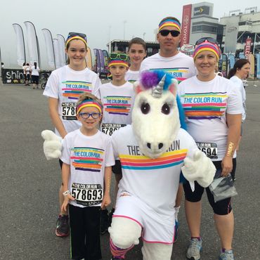 Family portrait of Jennifer Craig-Ford at Color Run