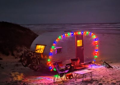 A Vintage Camper Christmas, on the shores of North Padre Island, Texas.