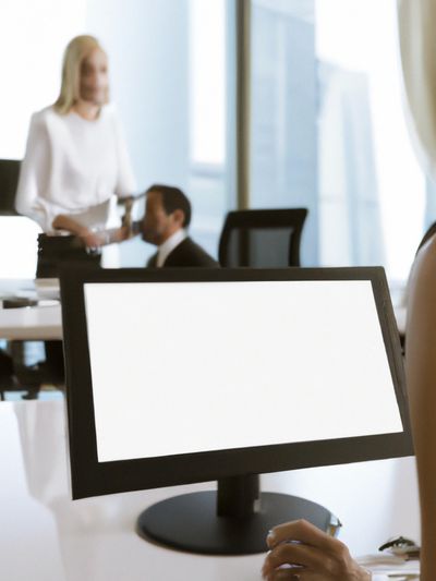 Lawyers office with paralegal using computer