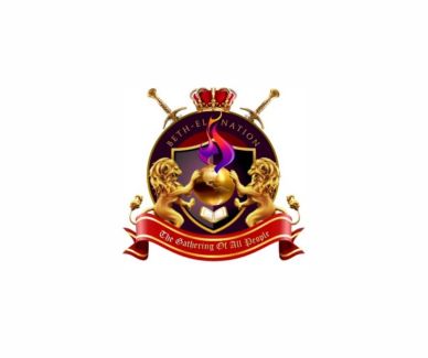 A detailed emblem with a crown, crossed swords, and a banner.