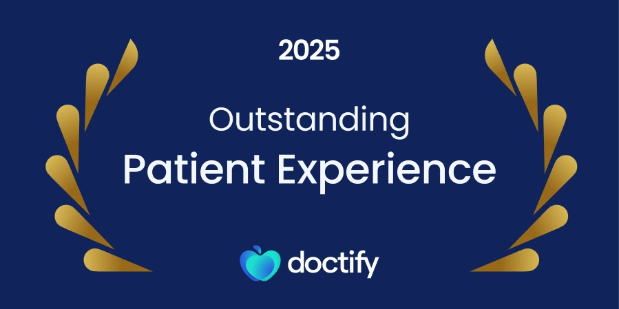 Doctify -  Outstanding Patient Experience - 2025 badge, placing you in the top 10% of health profess