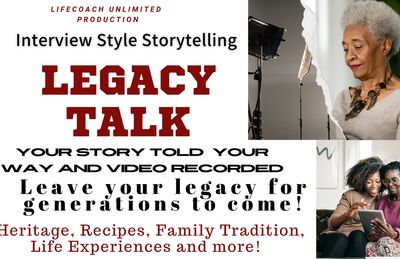 A banner for interview style storytelling legacy talk