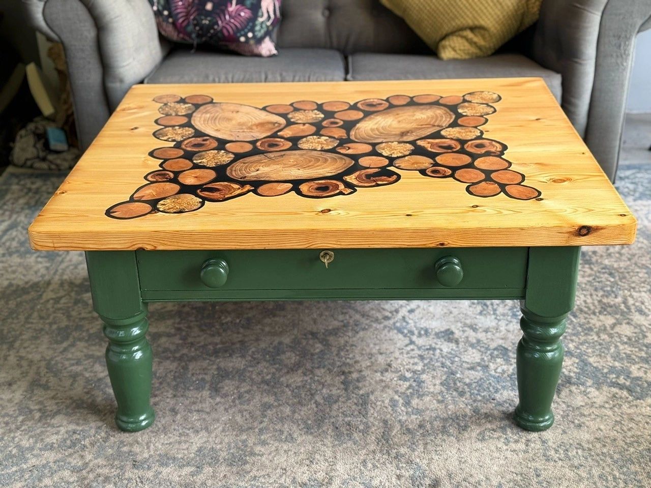 wood and resin coffee table