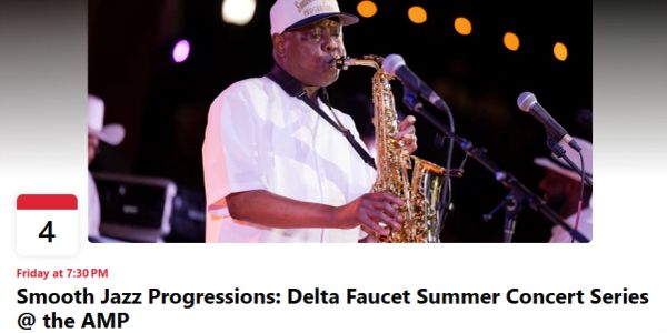 Saxophonist performing at Delta Faucet Summer Concert Series.