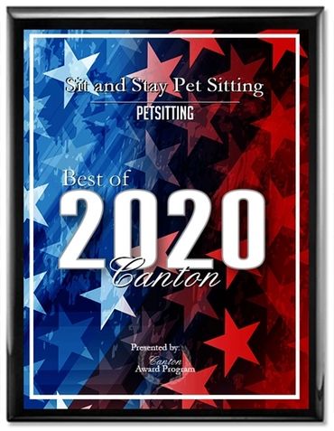 Sit and Stay Pet Sitting winner the "Best of Canton Pet Sitter" award in 2020