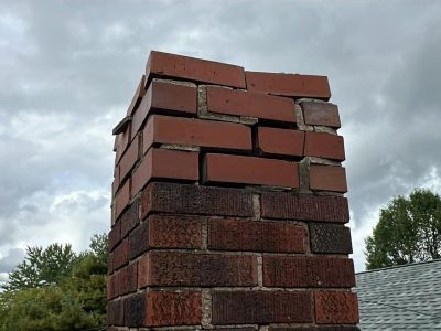 A brick chimney with some mortar problems.