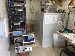 Back-to-back testing of LO Photonics Transmitter and Receiver in maser house.