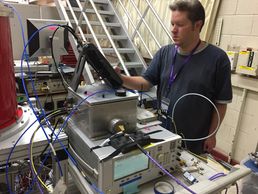 Ryan testing out the redesigned reference receiver across the street at EAO.