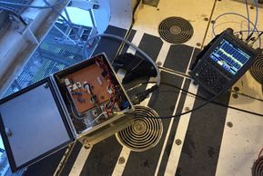 First detection of 94.5 GHz beacon transmitter using the redesigned reference receiver.