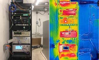 Photo of the completed maser house rack with thermal image.