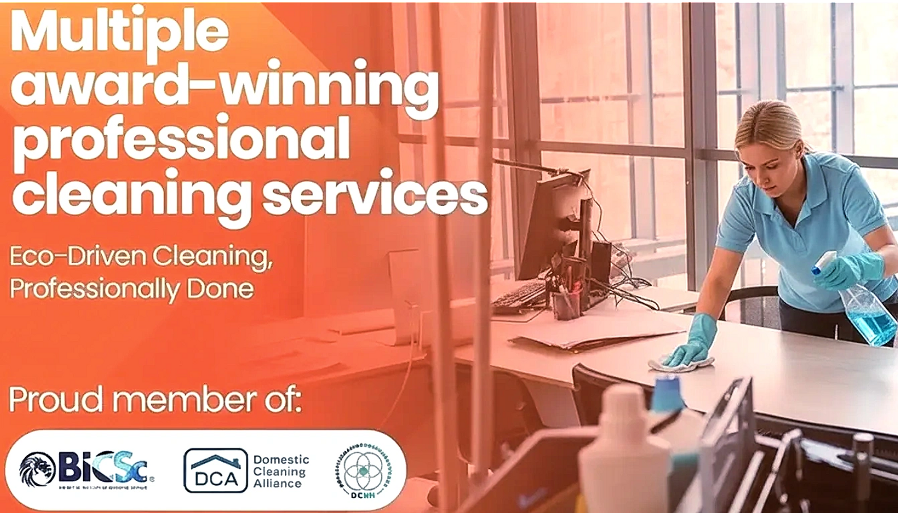 Professional domestic cleaner in a modern home delivering a spotless clean