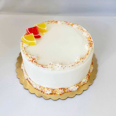 Lemon Raspberry specialty cake. Available daily at Concord Teacakes
