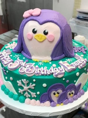 A penguin cake for emmy birthday