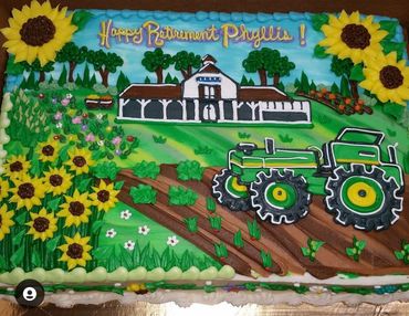 A farming theme cake for Phyllis retirement