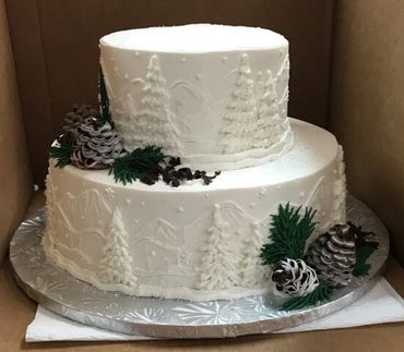 Two tier Christmas themed cake for wedding