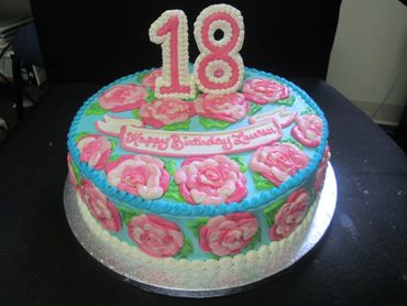 A flower themed cake for 18th birthday