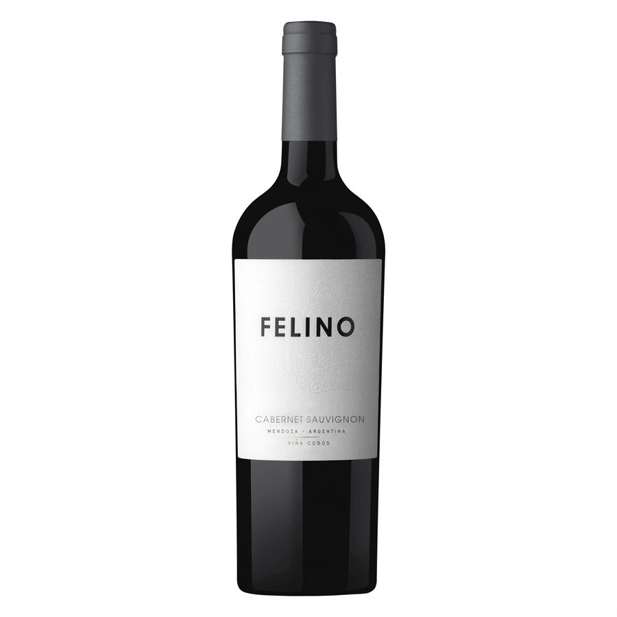 Bottle of Felino Cabernet Sauvignon wine from Mendoza, Argentina.