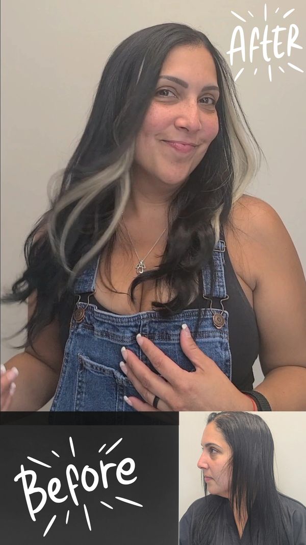 long tape in hair extensions before and after photo