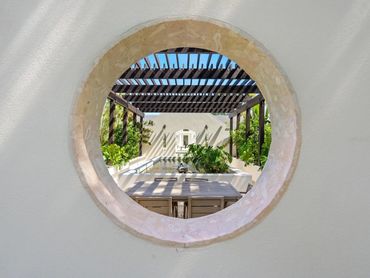 koi pond, teak, pergola, coral stone