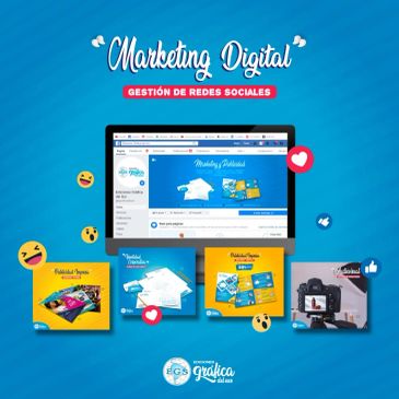 Promotional graphic for digital marketing and social media management services.