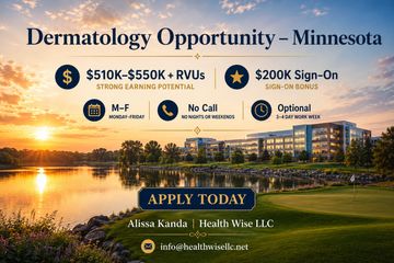 Dermatology job opportunity in Minnesota with attractive salary and benefits.