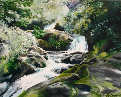 Dolgogh Falls. 
2017  Acrylic on canvas. 40 x 50 cm.  £600