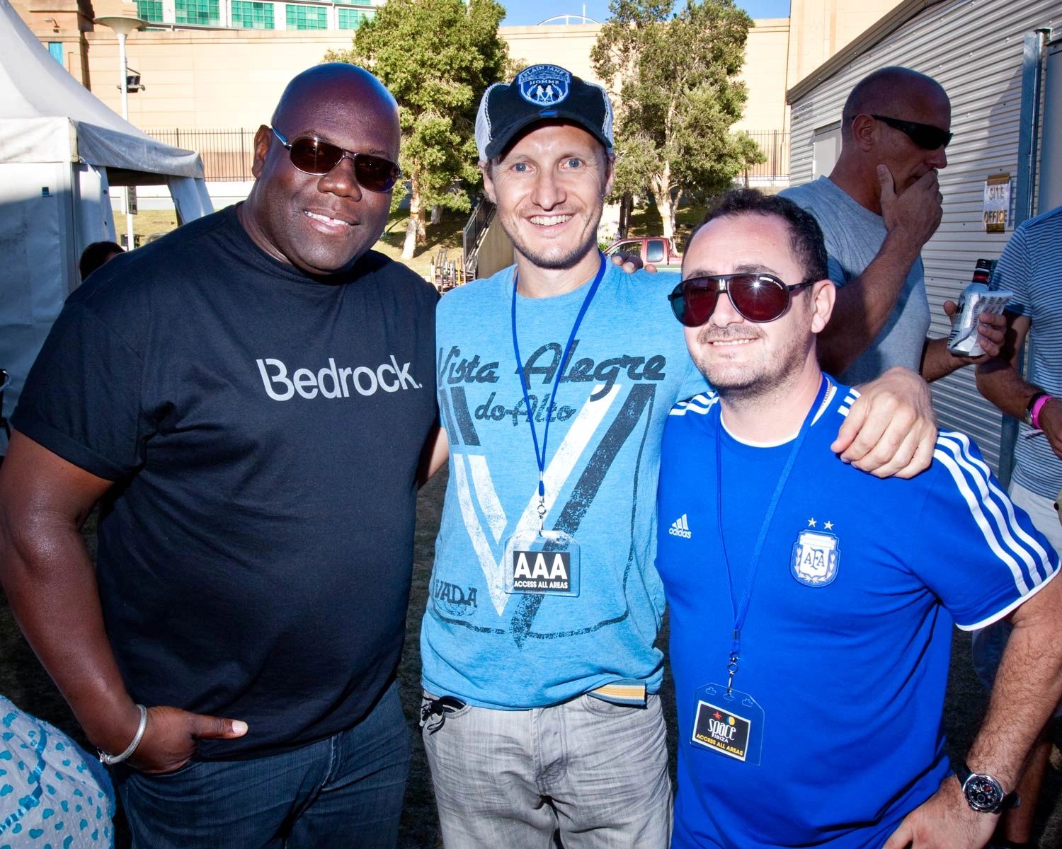 Hodgie backstage with the DJ and Radio Legend Carl Cox and Ibiza DJ Elio Riso