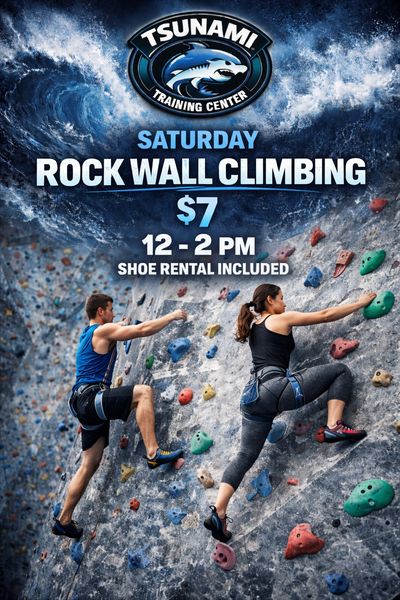 Bouldering climbing at Tsunami only $7 on Saturday
