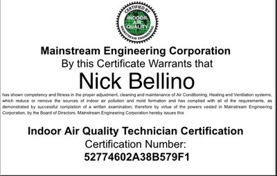 Indoor Air Quality Technician Certification