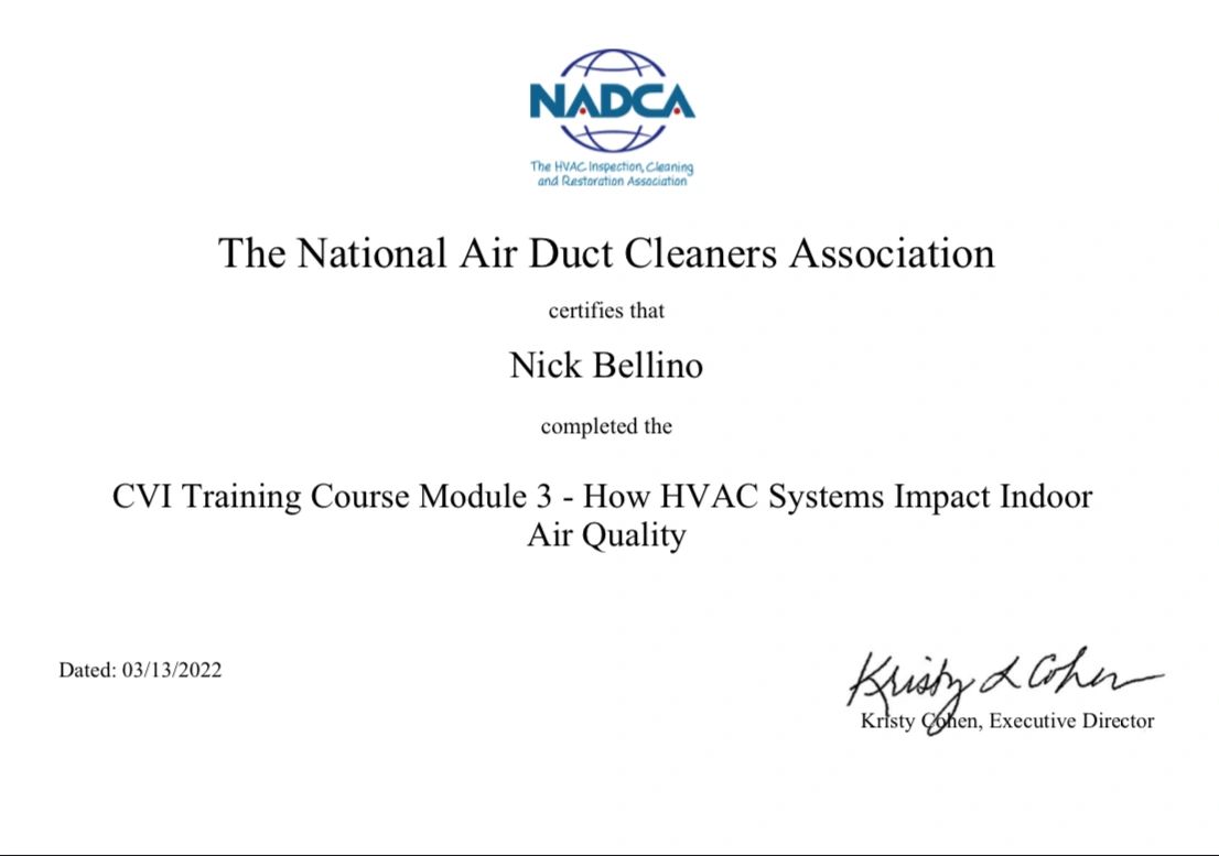 Certified air duct cleaning service