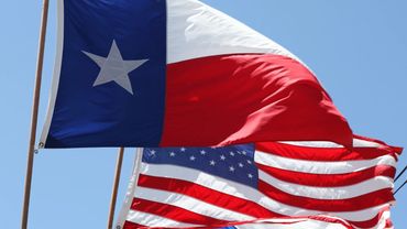 Texas, United States and Czech flags waving