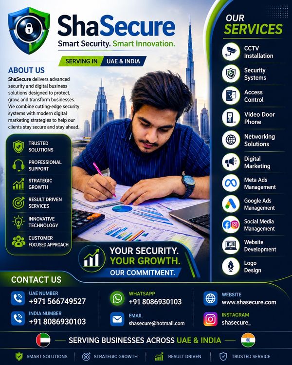 “ShaSecure offers professional CCTV installation, smart security systems, access control, networking