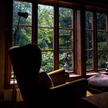 Interior wood windows.