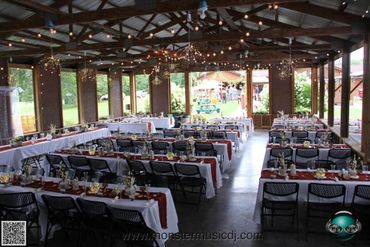 The pavilion decorated for a wedding.